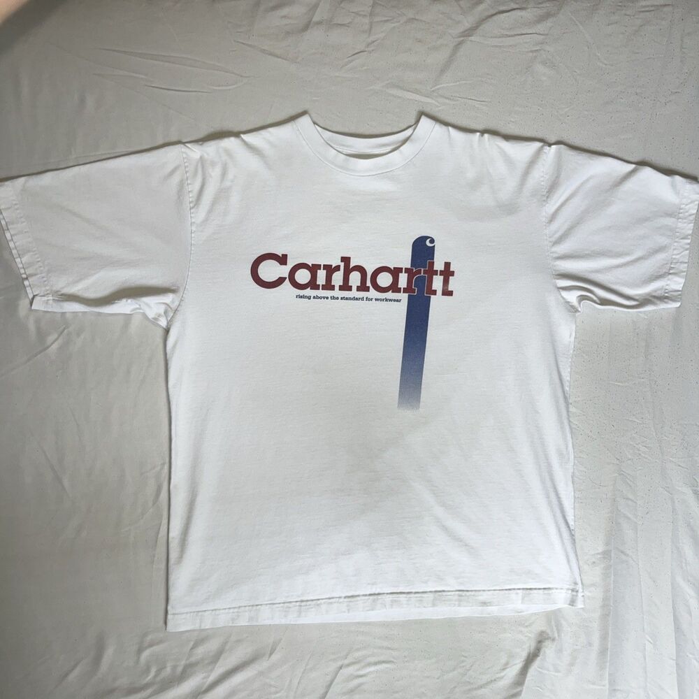 RARE Carhartt T Shirt Men’s L White Rising Above The Standard VTG Y2K